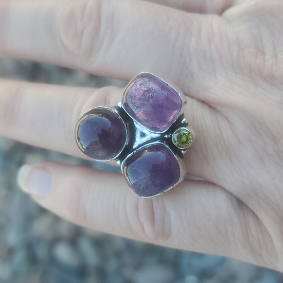 New Amethyst & Citrine 925 Silver Ring. - Picture 3 of 9
